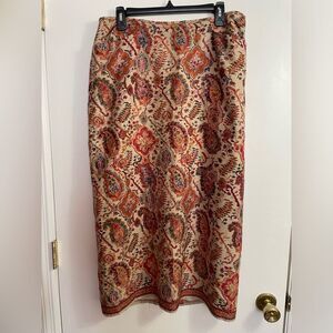 VTG Sundance Wool/Silk Blend Paisley Print Bohemian Cottage Core Skirt Sz 14P